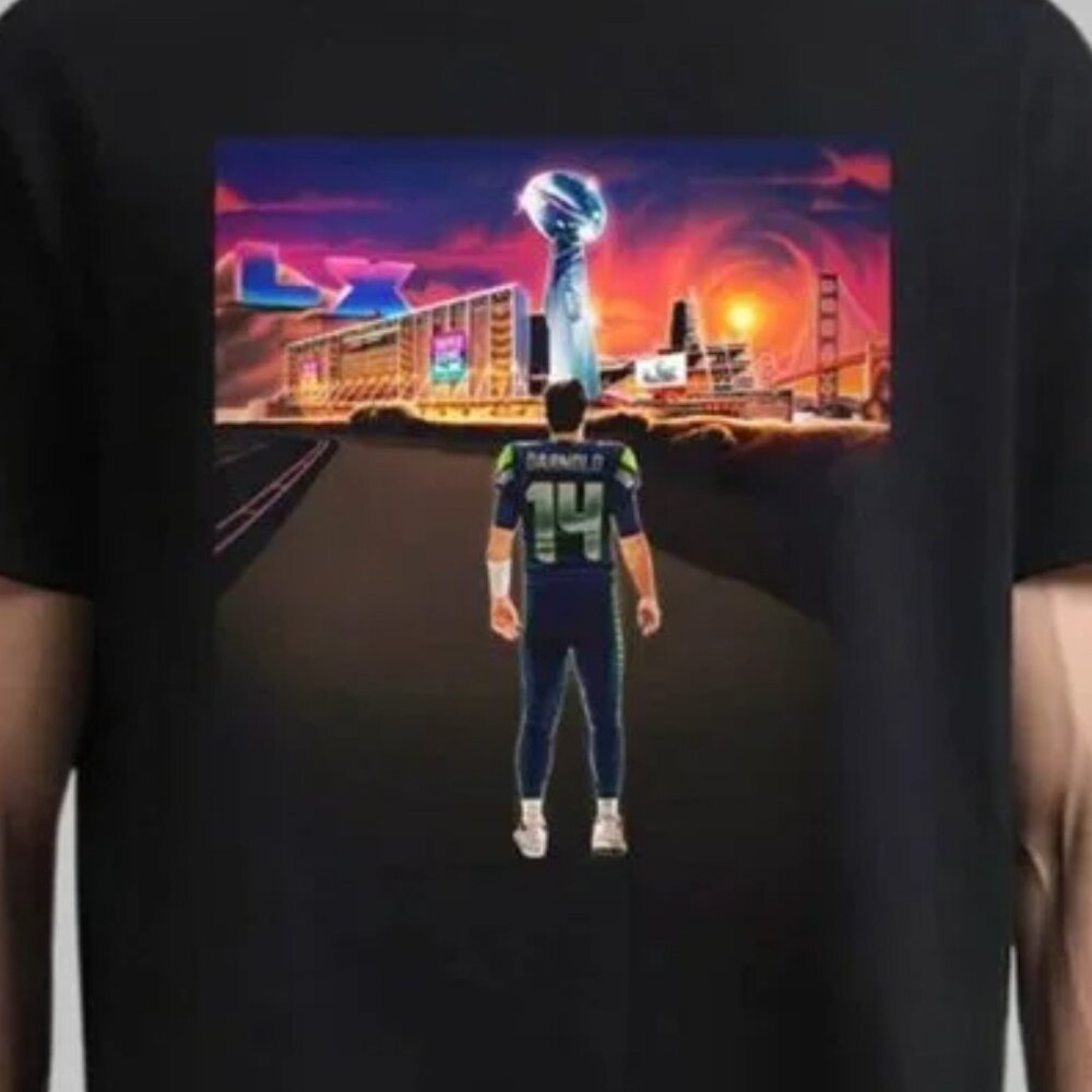 Sam Darnold QB Super Bowl LX Champion T-Shirt  73 - Picture 2 of 5